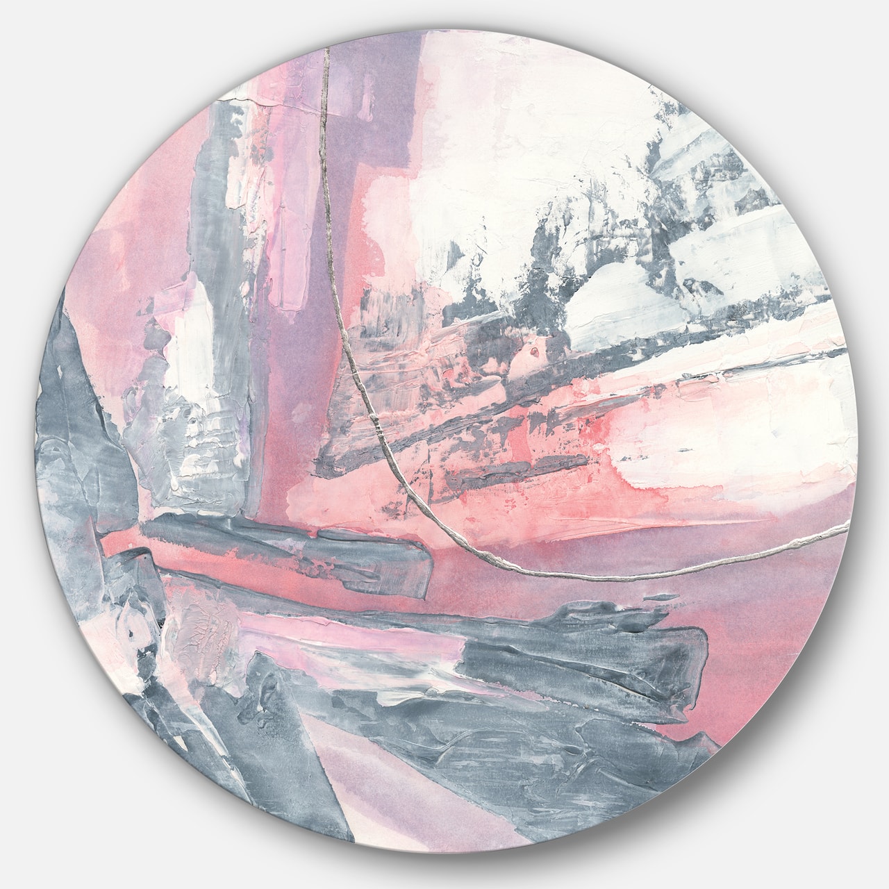 Designart - Durty Shabby Pink Blush I - Shabby Chic Metal Circle Wall Art